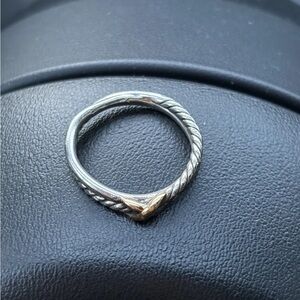 David Yurman Petite X ring sterling silver with 18 k yellow gold